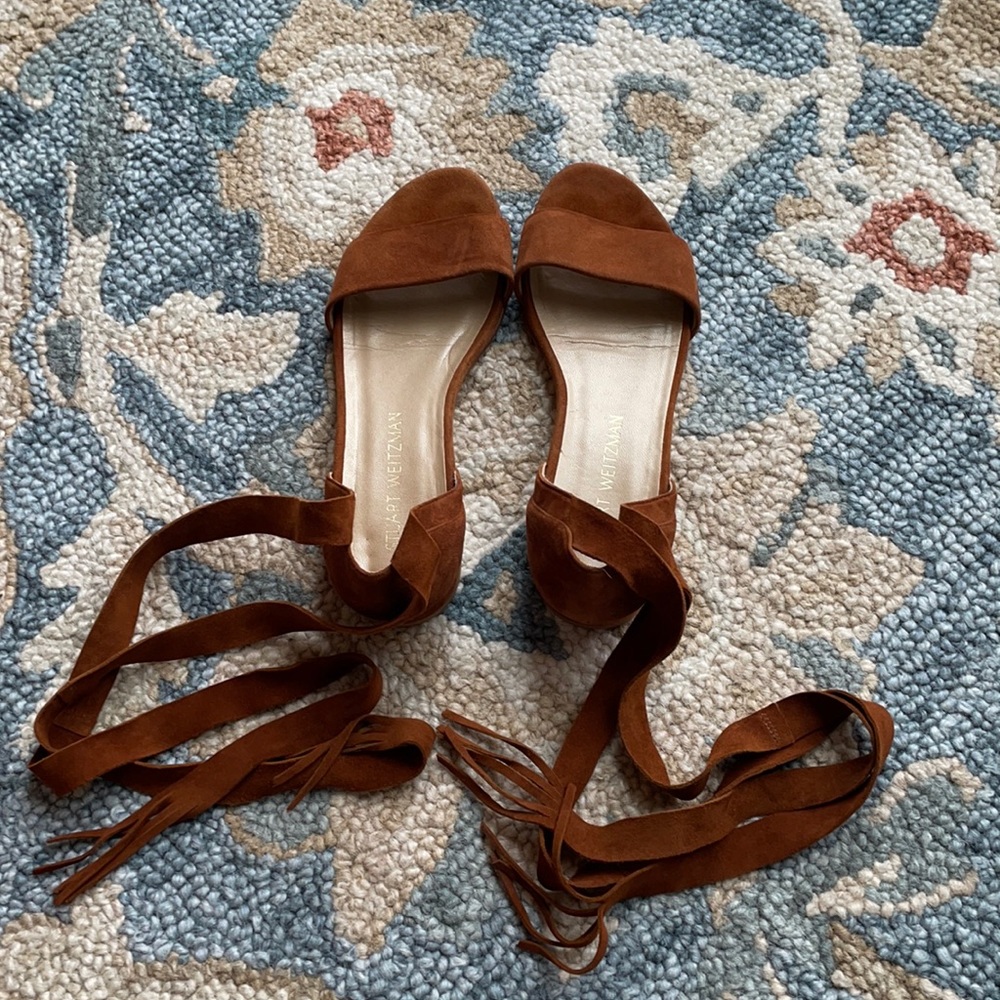Stuart Weitzman suede ankle wrap sandals - size 7
